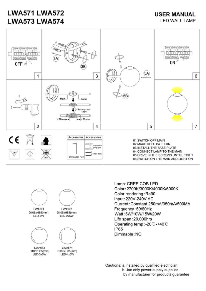 Black up and down garden wall light installation guide