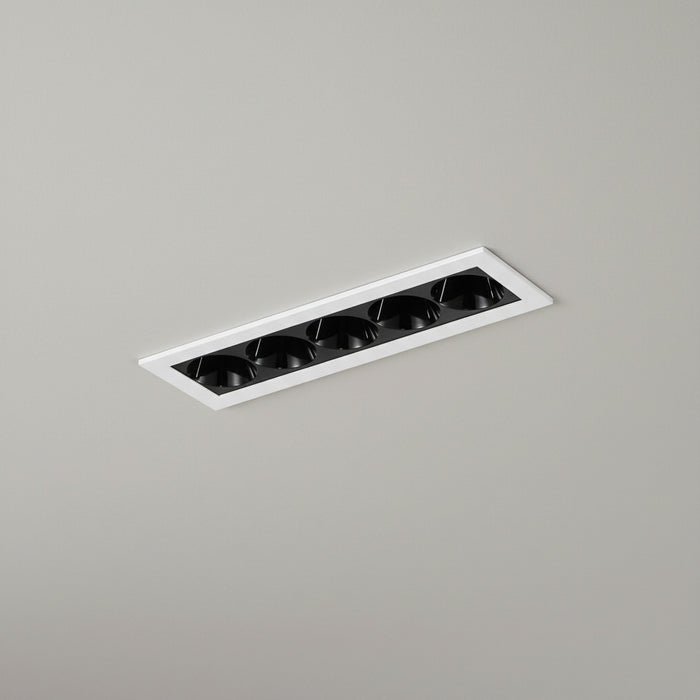 anti glare linear downlight installed on a grey ceiling