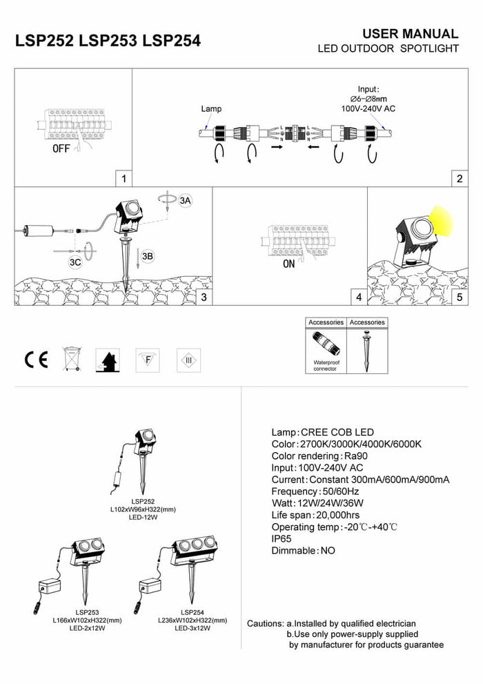 black LED garden stake light installation guide