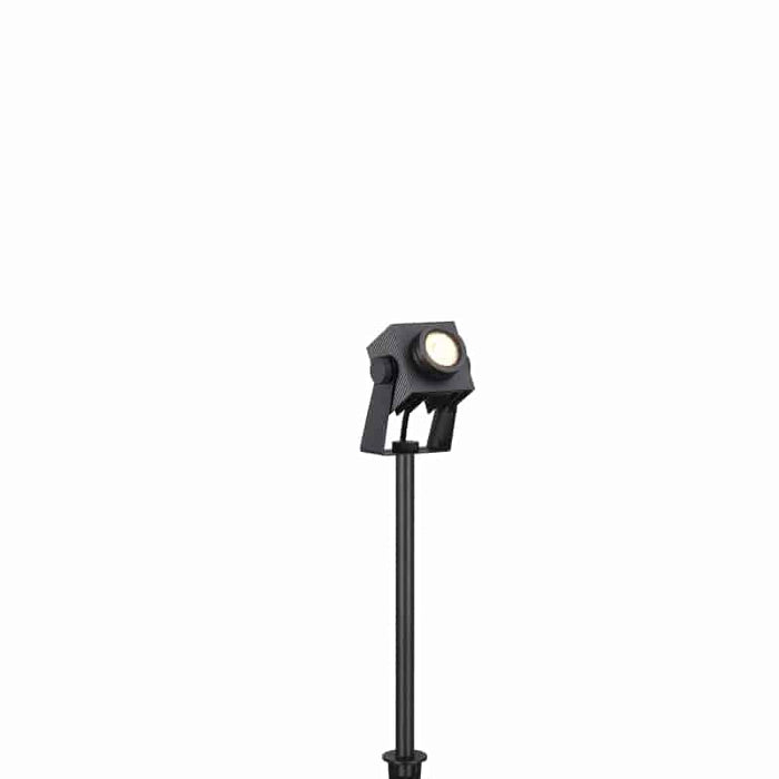 black gardne stake light on a white background
