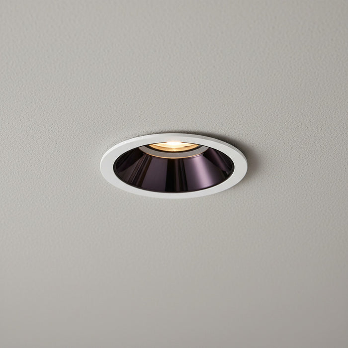 recessed LED ceilng light installed on a textured ceiling