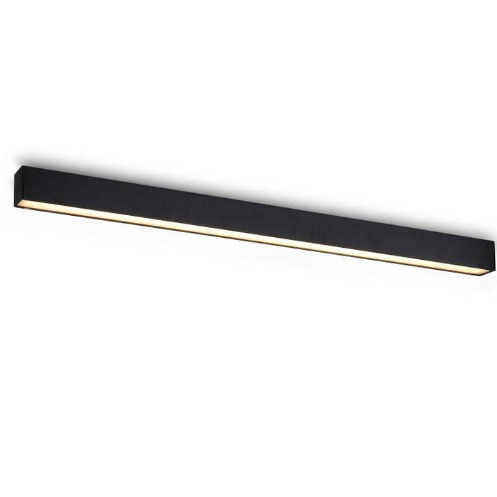 Black surface mounted linear light shown on a white background