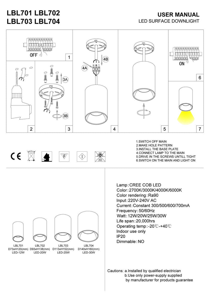 white round surface mounted downlight installation guide