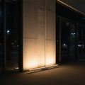 warm white wall wash linear light shining up the exterior wall of a building