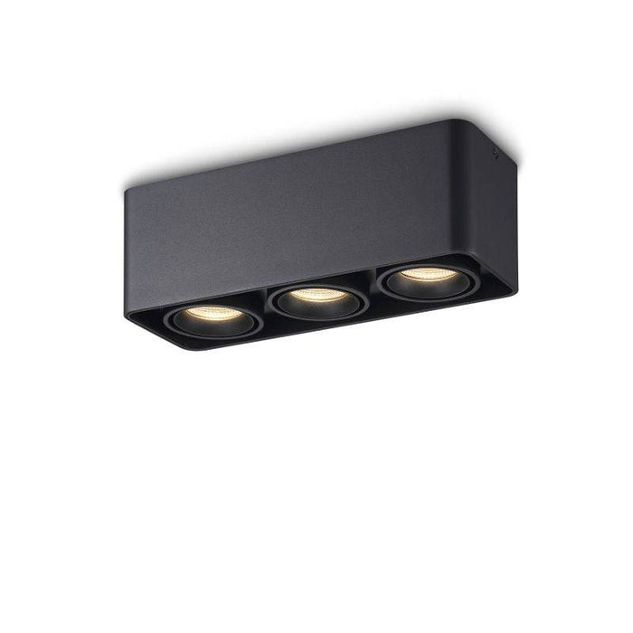 black surface mount ceiling light on a white background