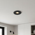 black mini recessed spotlight lamp installed in a modern home