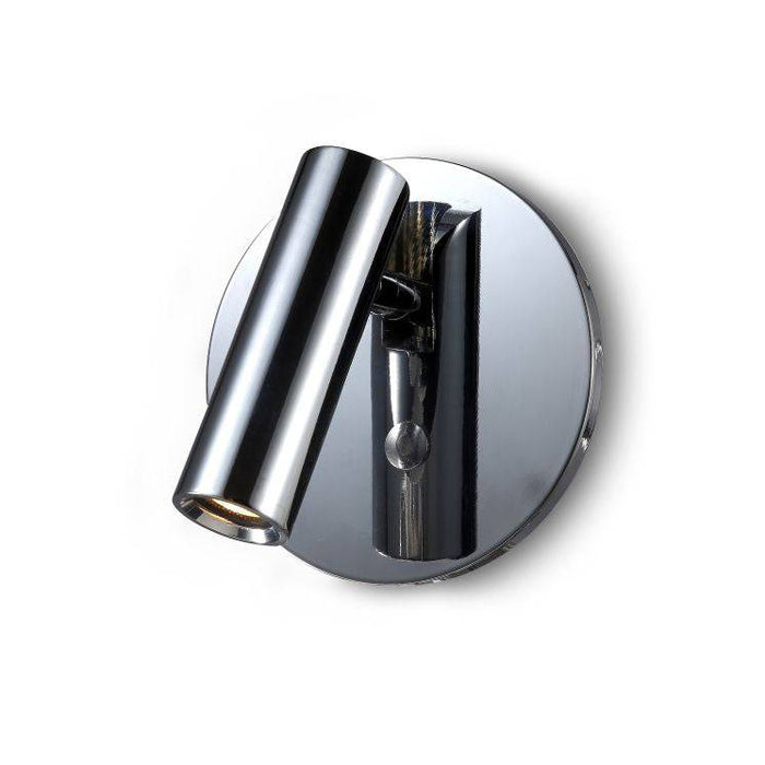 polished chrome recessed bed reading lamp on a white background