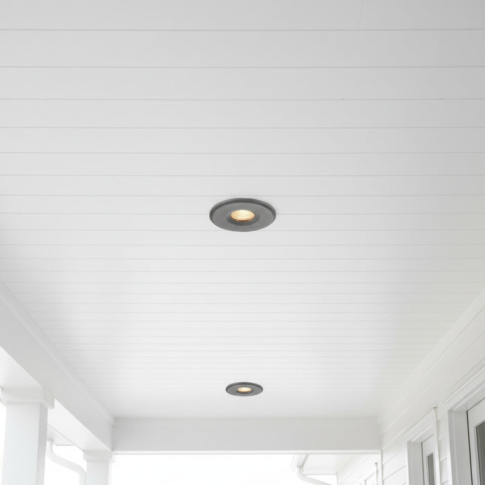 grey small soffit light installed under an outdoor canopy