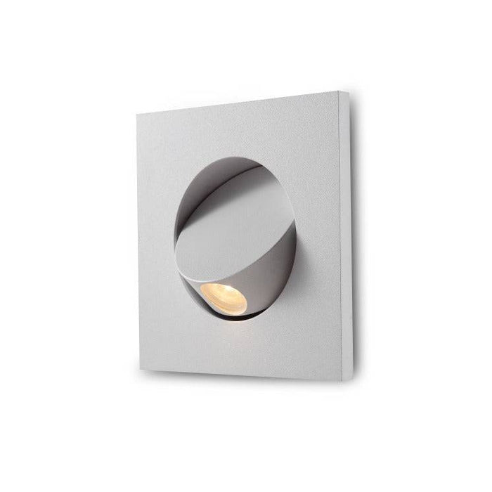 white recessed LED reading light for bed shown on a white back ground