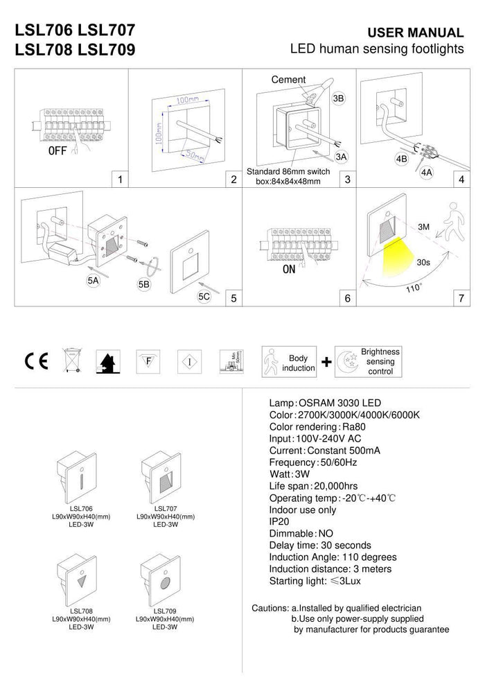 white LED stair light with motion sensor installation guide