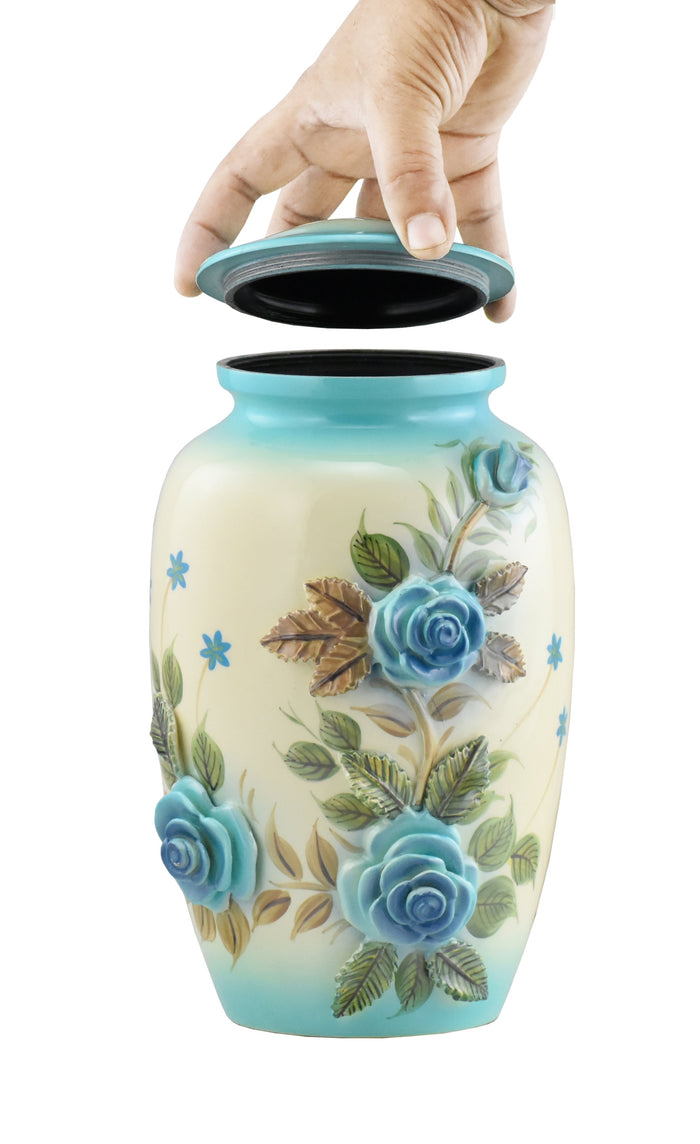3D Blue Rose Bouquet Cremation Urn - ExquisiteUrns