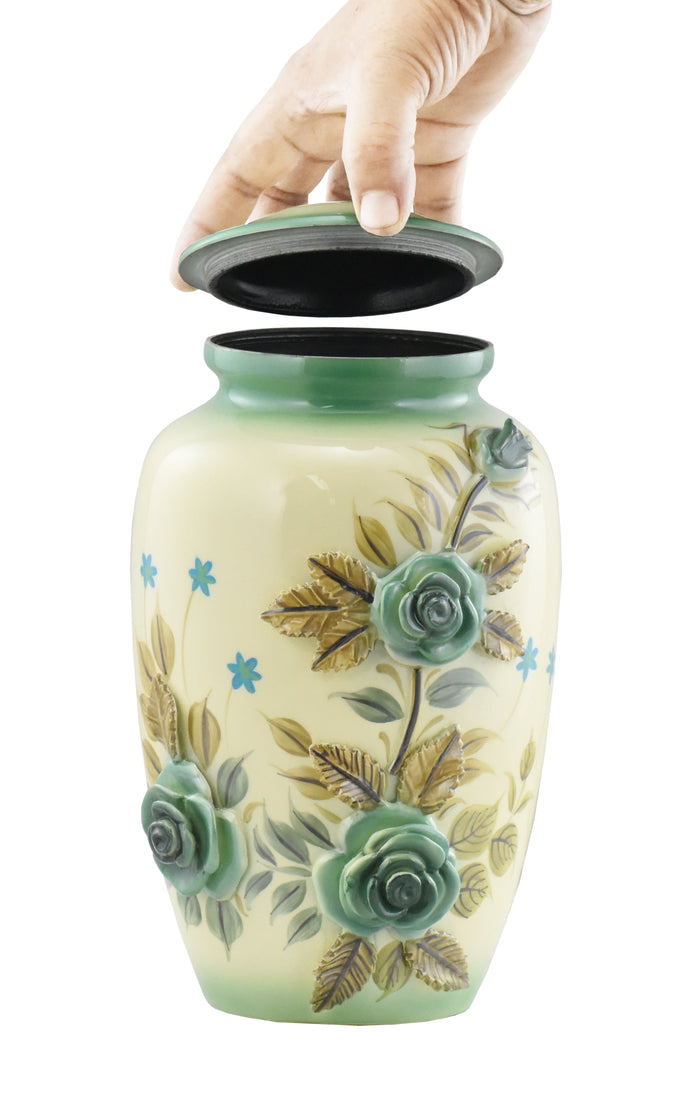 3D Green Rose Bouquet Cremation Urn - ExquisiteUrns