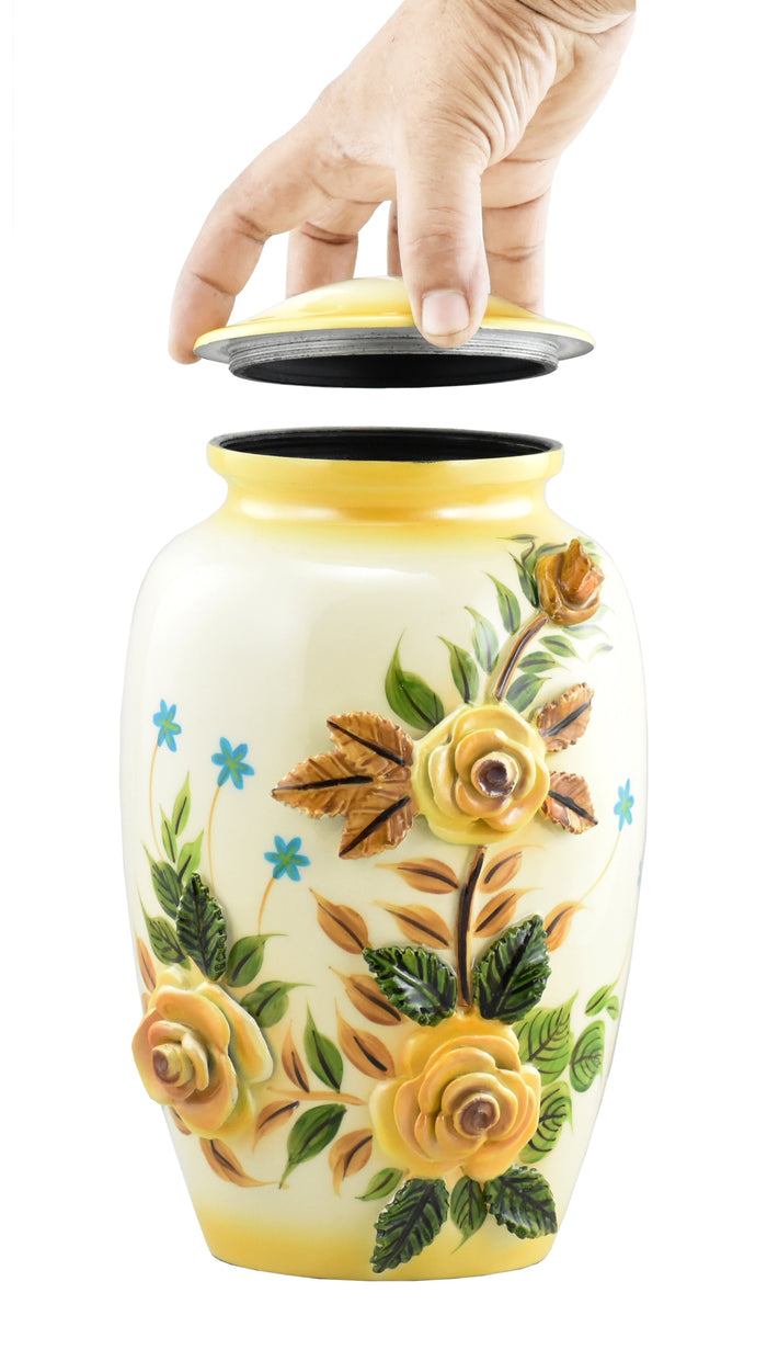 3D Yellow Rose Bouquet Cremation Urn - ExquisiteUrns