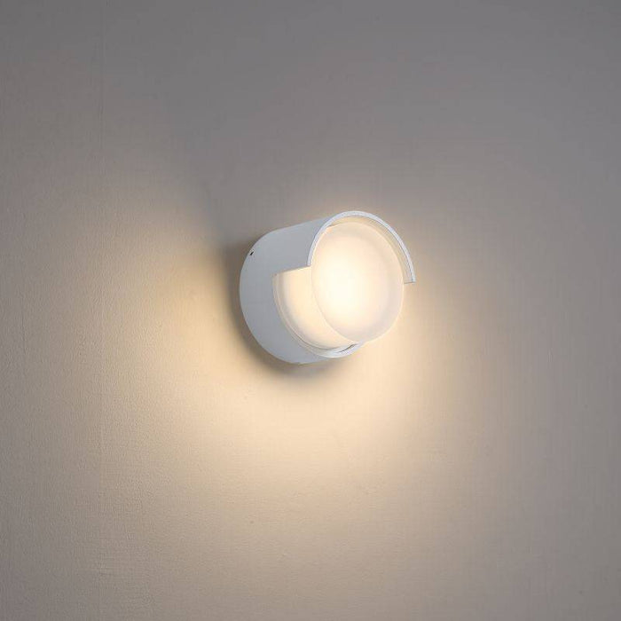 White IP65 bathroom wall light shown mounted on a white wall