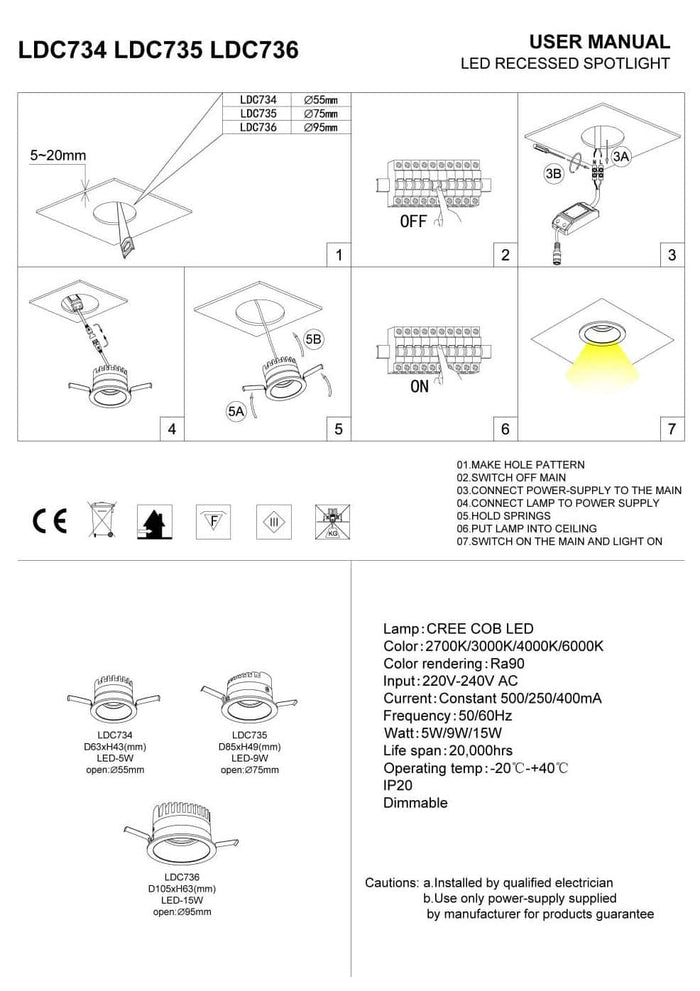 anti glare recessed down light installation guide