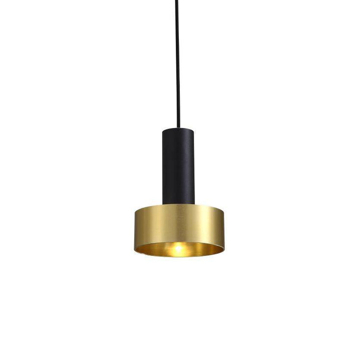 Gold pendant light fixture on a white background