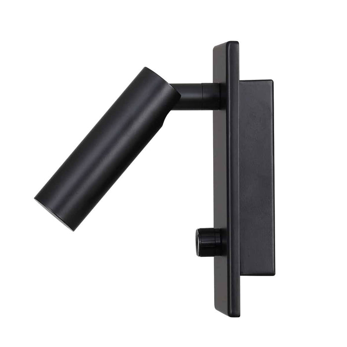 black dimmable reading light side view image of the product
