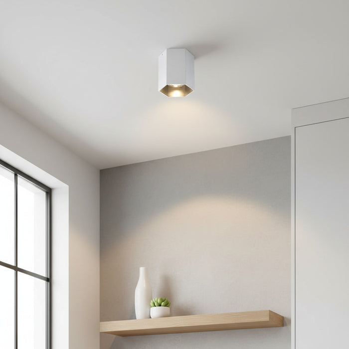 silver spotlight ceiling light fitted on the ceiling in a modern house