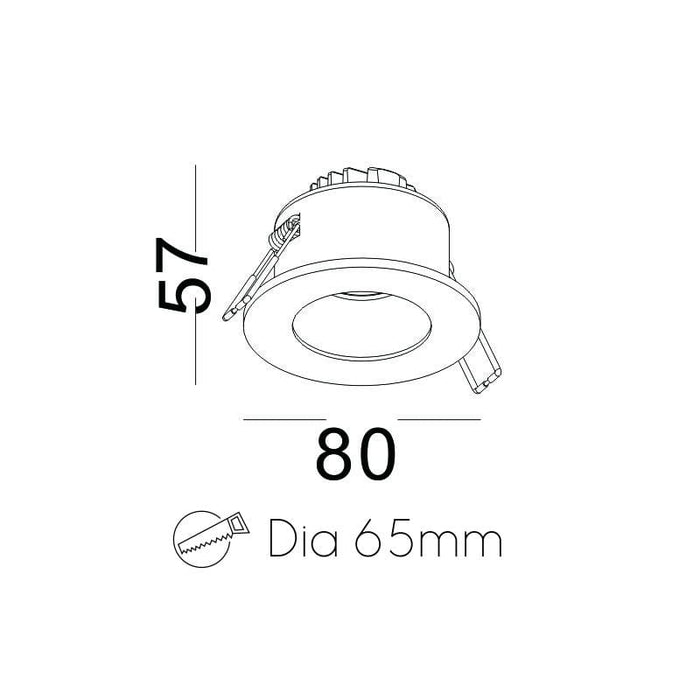 white recessed ceiling mounted downlight line drawing
