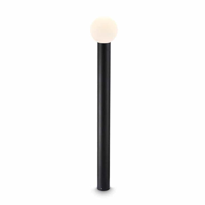Black LED bollard light on white background