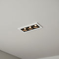 anti glare recessed downlighter installed on a light grey ceiling