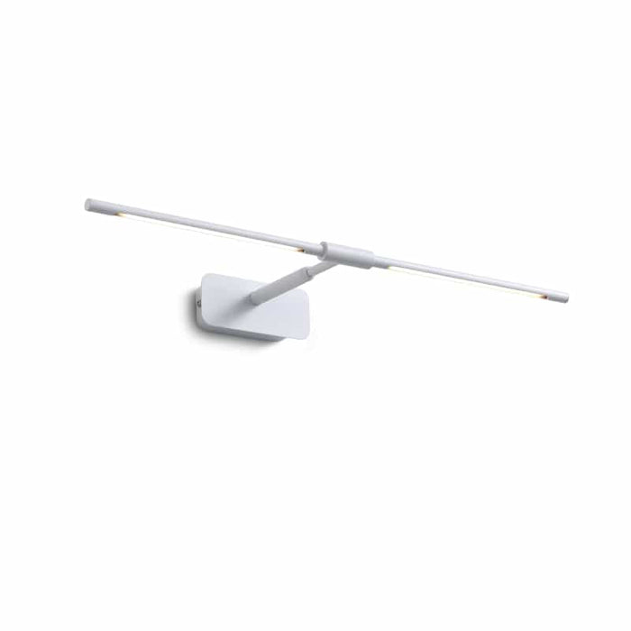 white above mirror vanity light mounted on a white wall