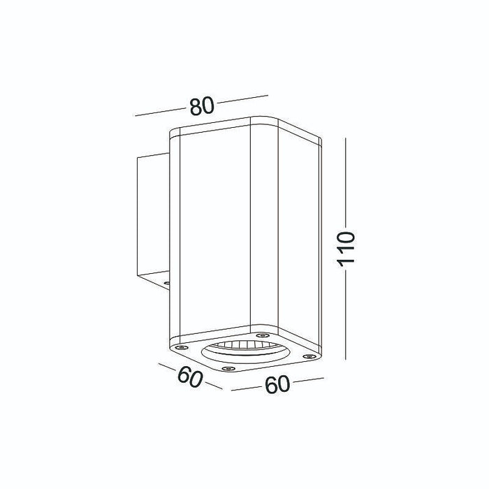 black outdoor wall downlighter dimensions drawing