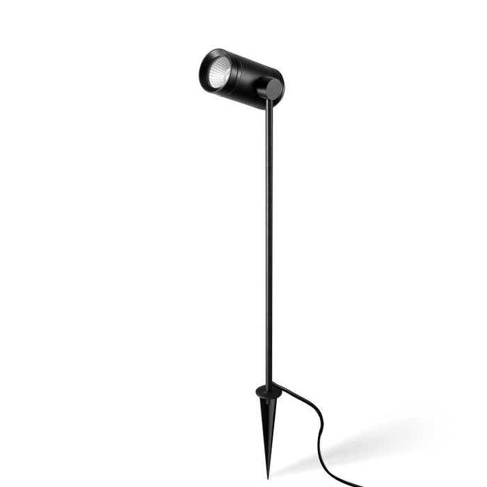 black outdoor LED spike light on a white background