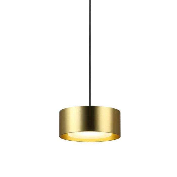 Gold pendant light on a white background