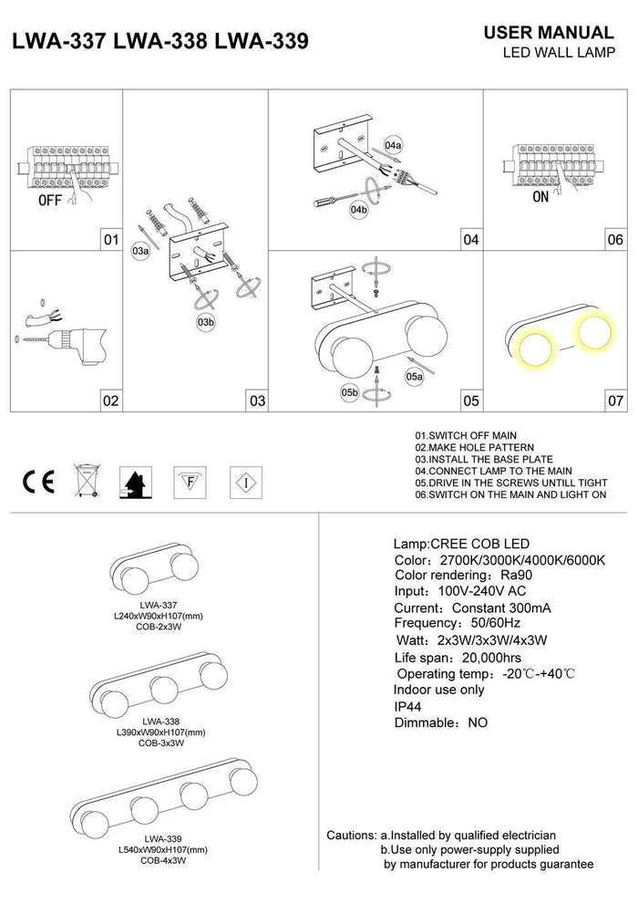 LED vanity wall light installation guide