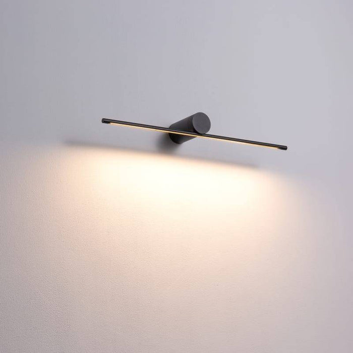 black over picture light mounted on a white wall