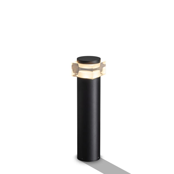 Black square bollard light on a white background
