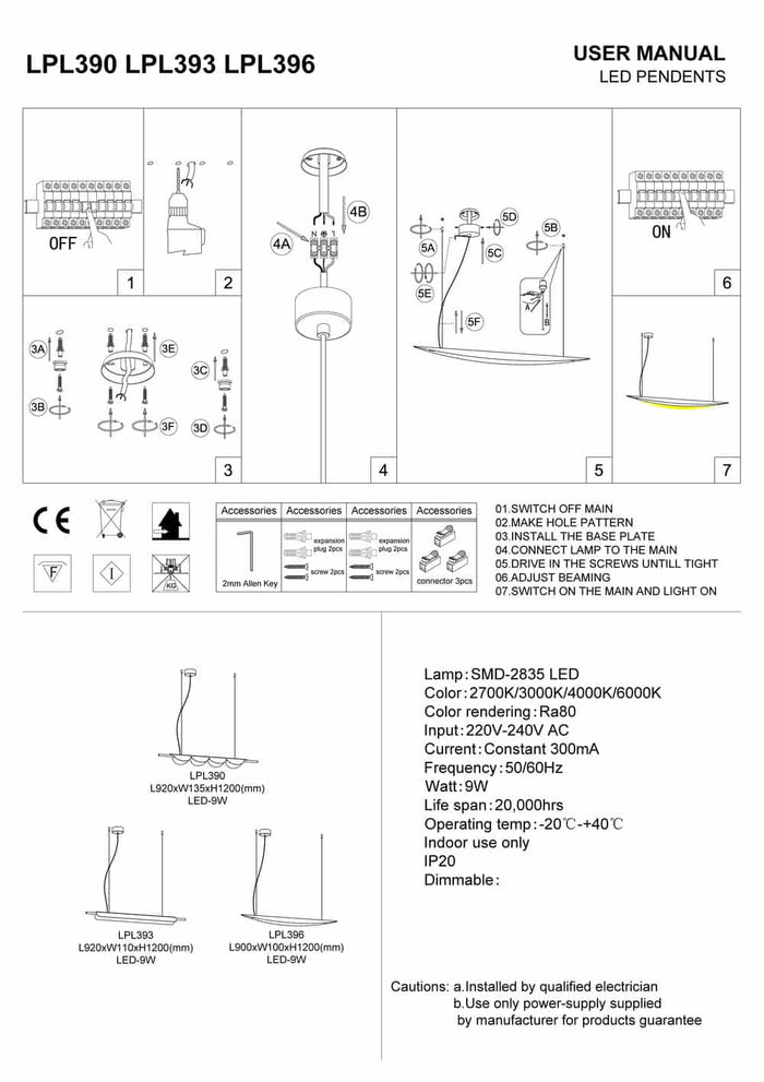 Linear pendant light installation guide