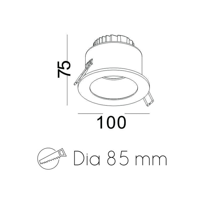 white and gold downlight ceiling light line drawing