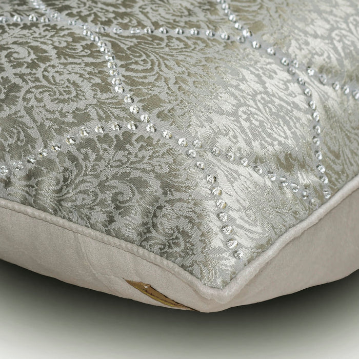 Aabharana - Grey Jacquard Lumbar Pillow Cover