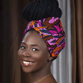 This African print head wrap is a statement piece perfect for accompanying a special occasion outfit, a bad hair day or for a religious purpose.  It is 100% cotton, comfortable and stylish which makes it a versatile accessory. This colourful African head wrap is bound to get those compliments rolling.