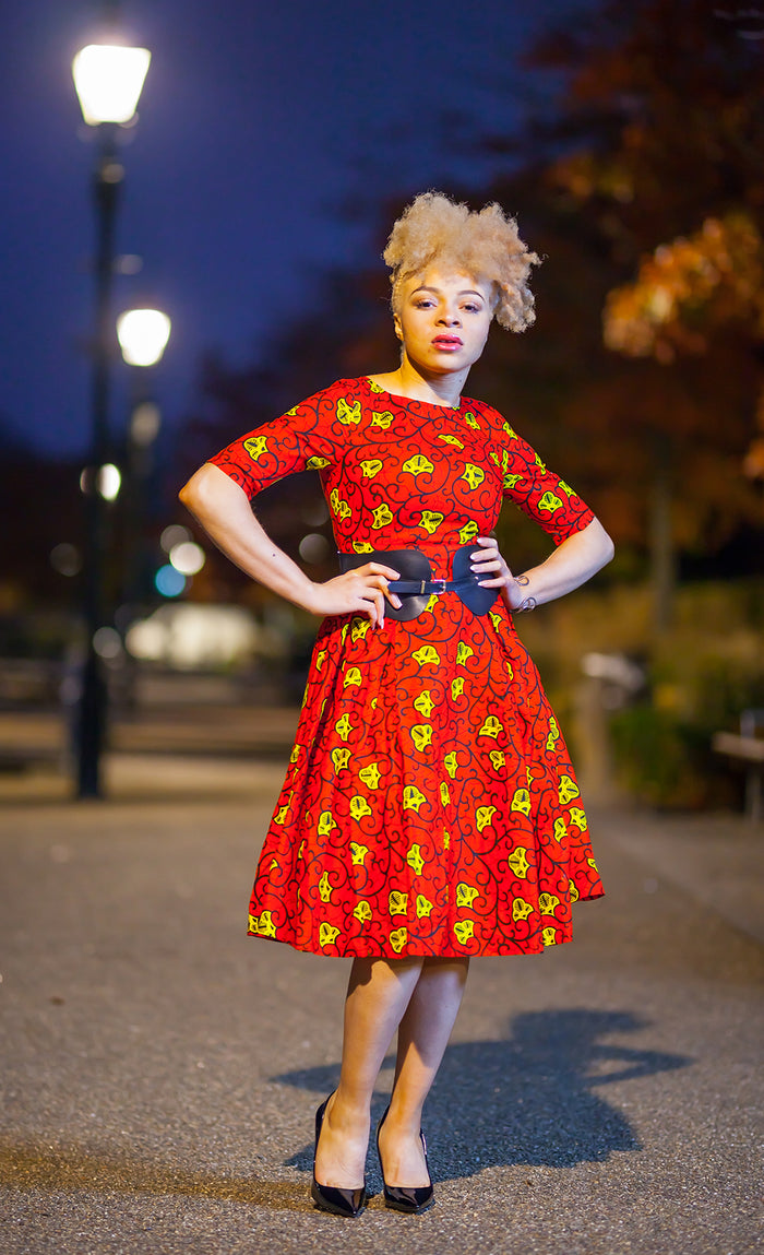 African Print Midi Dress - Nunana, Dress - Rufina Designs