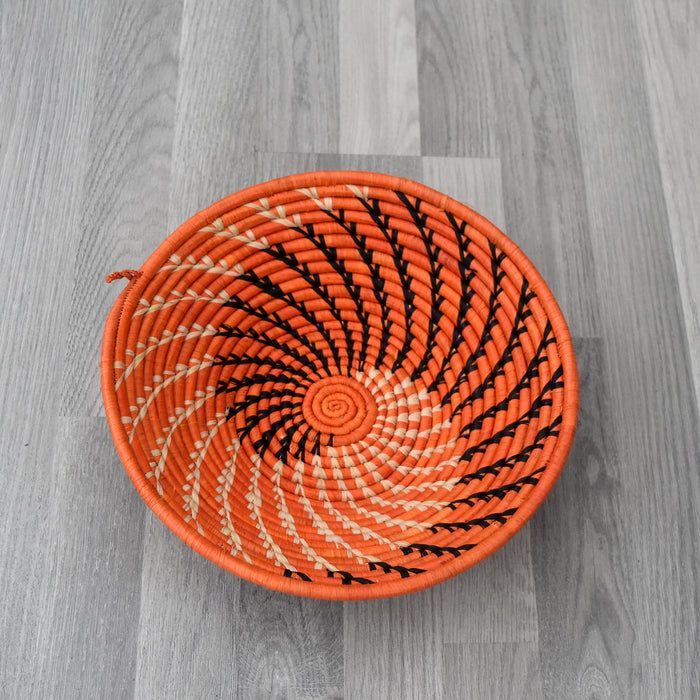 Orange and black African Wall Basket - Ugandan Baskets
