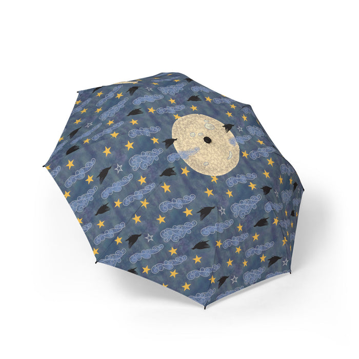An Idea Of Clouds Travel Umbrella - Night Sky Moon & Stars Foldable Umbrella