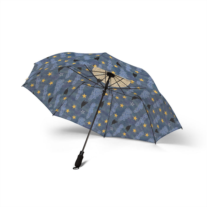 An Idea Of Clouds Travel Umbrella - Night Sky Moon & Stars Foldable Umbrella