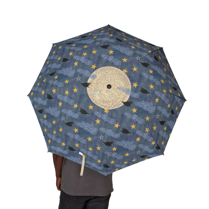 An Idea Of Clouds Travel Umbrella - Night Sky Moon & Stars Foldable Umbrella
