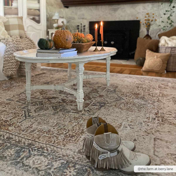 Antique Finish Brown, Silver and Charcoal Traditional Design Washable Area Rug - The Rug Decor