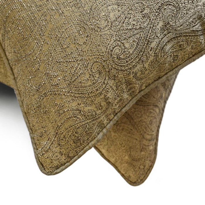 Antique Gold Jacquard Lumbar Pillow Cover - Golden Aura