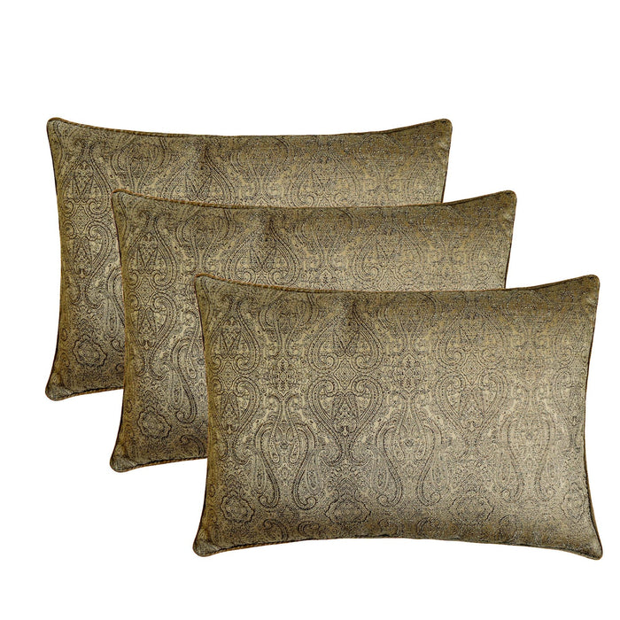 Antique Gold Jacquard Lumbar Pillow Cover - Golden Aura