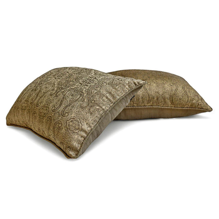 Antique Gold Jacquard Lumbar Pillow Cover - Golden Aura
