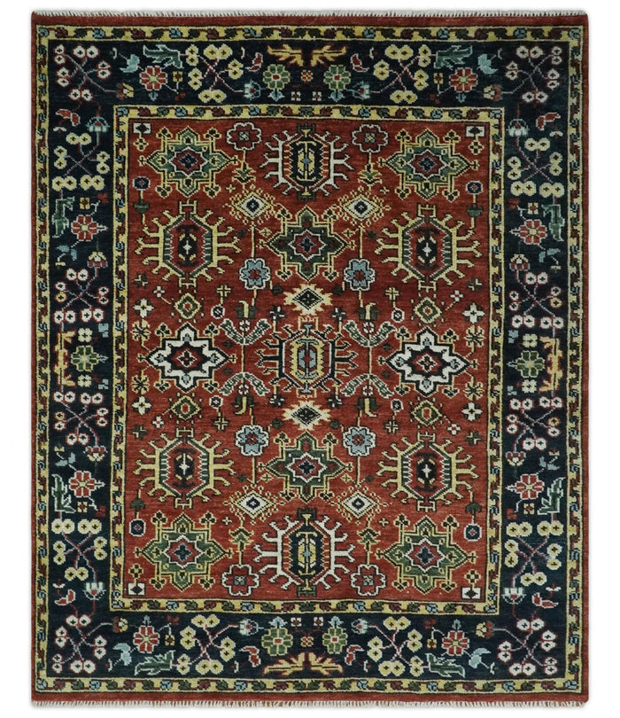 Antique Hand Knotted 5x8, 6x9, 8x10, 9x12, 10x14 and 12x15 Red and Blue Traditional Vintage Persian Oushak Wool Rug | TRDCP969 - The Rug Decor