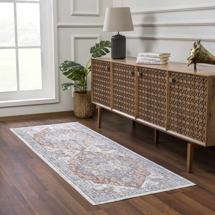 Antique Style Charcoal, Brown and Silver Traditional Heriz Design Washable Rug - The Rug Decor