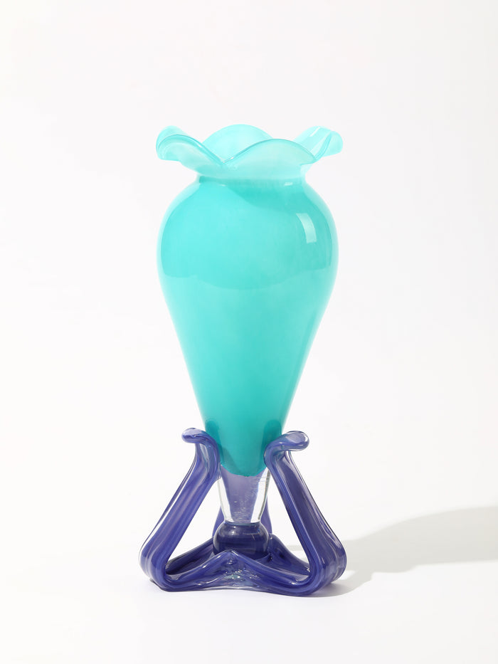 Aqua Blossom Stand Vase