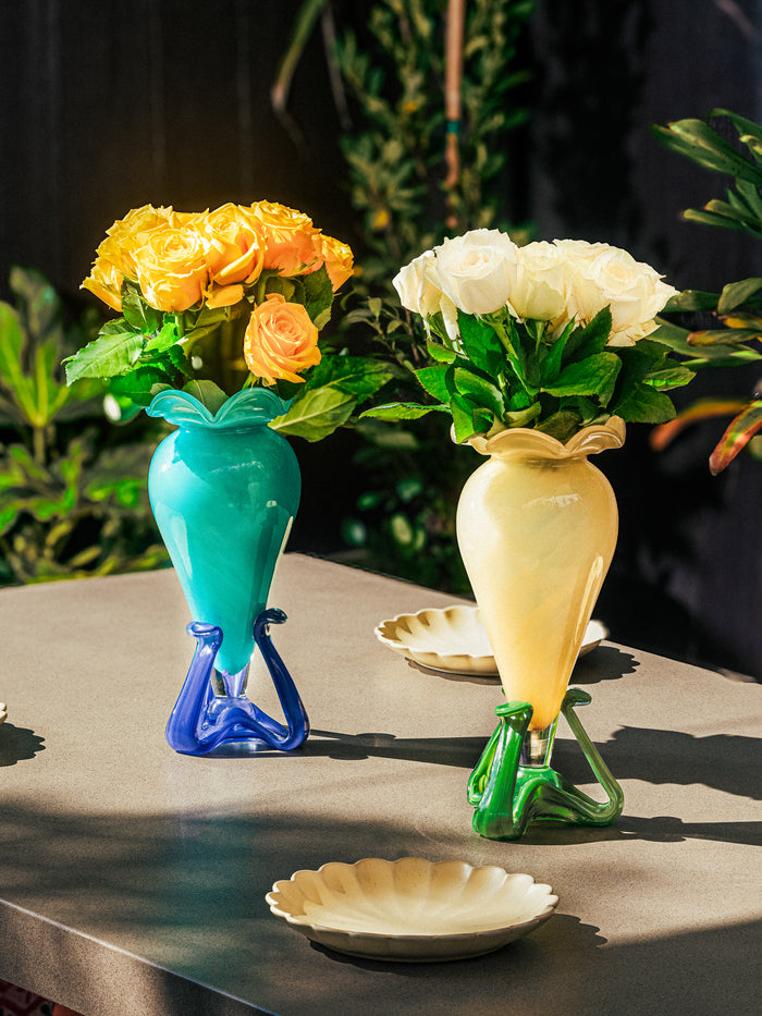 Aqua Blossom Stand Vase