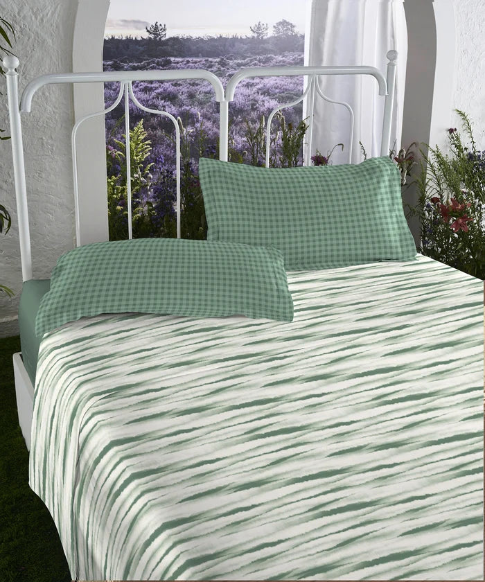 Aroma King Bedsheet Set, Green Apple Whirl|180 TC Cotton|2 Pillow Covers